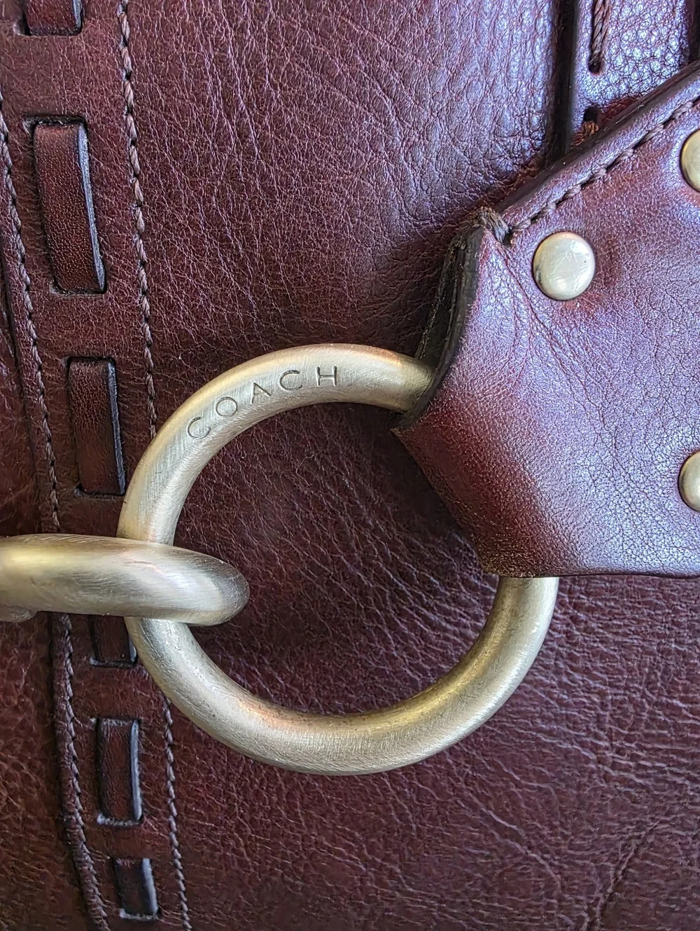 Vintage Coach Hamptons Braided Cognac Leather Carryall Bag Y2K Limited Edition - Picture 14 of 16